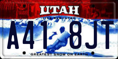UT license plate A418JT