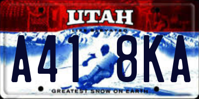 UT license plate A418KA