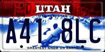 UT license plate A418LC
