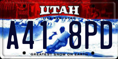 UT license plate A418PD