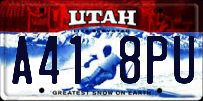 UT license plate A418PU