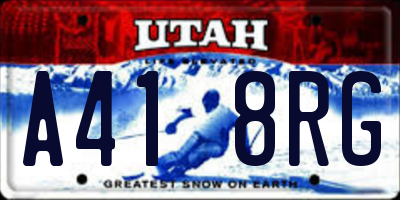 UT license plate A418RG