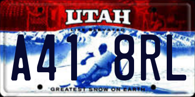 UT license plate A418RL