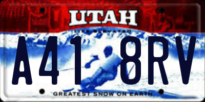 UT license plate A418RV