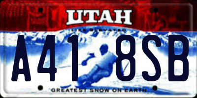 UT license plate A418SB