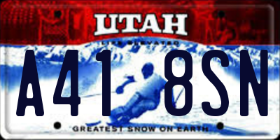 UT license plate A418SN