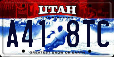 UT license plate A418TC