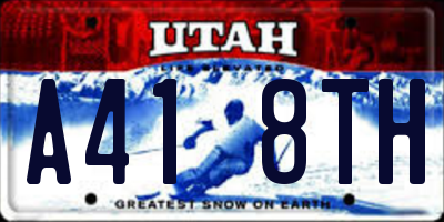 UT license plate A418TH
