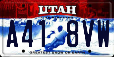 UT license plate A418VW