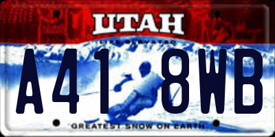 UT license plate A418WB