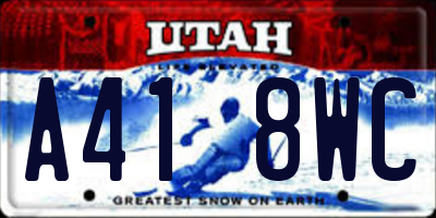 UT license plate A418WC