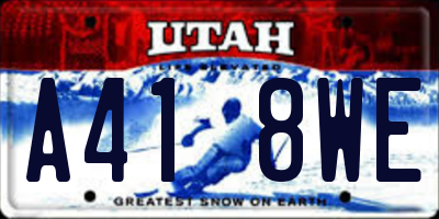 UT license plate A418WE