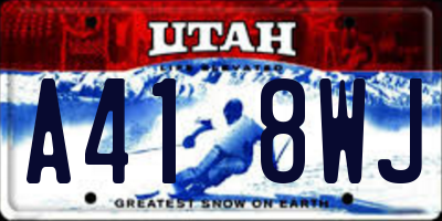 UT license plate A418WJ