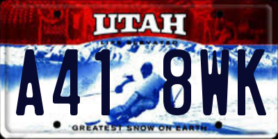 UT license plate A418WK