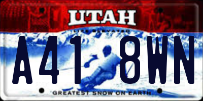 UT license plate A418WN