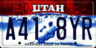 UT license plate A418YR