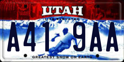 UT license plate A419AA
