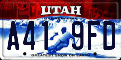 UT license plate A419FD