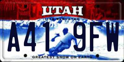 UT license plate A419FW