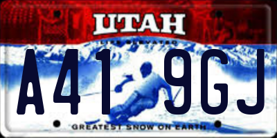 UT license plate A419GJ