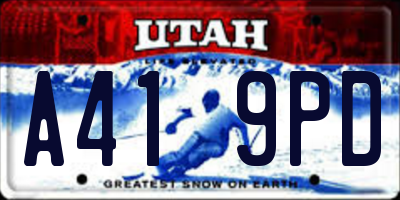 UT license plate A419PD