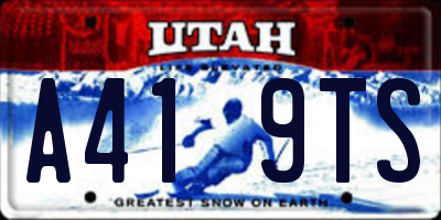 UT license plate A419TS