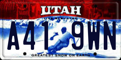 UT license plate A419WN
