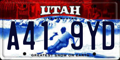 UT license plate A419YD