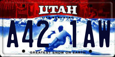 UT license plate A421AW