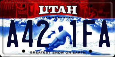 UT license plate A421FA