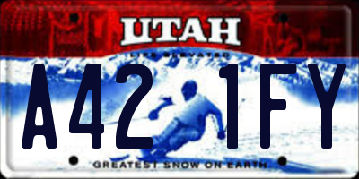 UT license plate A421FY
