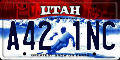 UT license plate A421NC