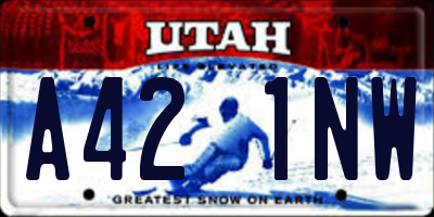 UT license plate A421NW