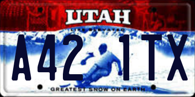 UT license plate A421TX