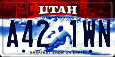 UT license plate A421WN