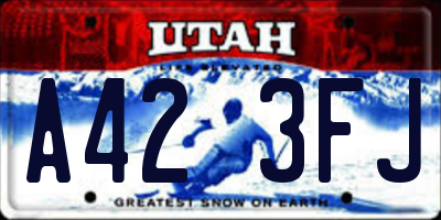 UT license plate A423FJ