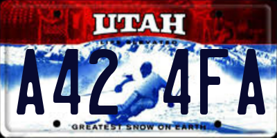 UT license plate A424FA