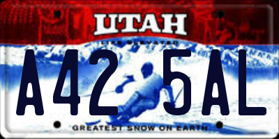 UT license plate A425AL