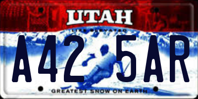 UT license plate A425AR