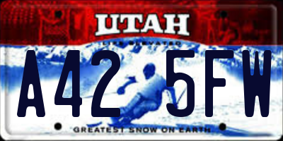 UT license plate A425FW