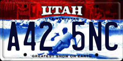 UT license plate A425NC