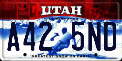 UT license plate A425ND