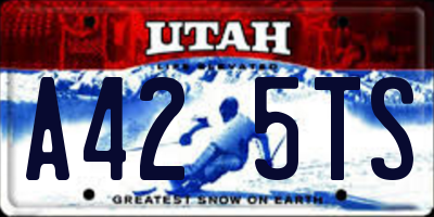 UT license plate A425TS