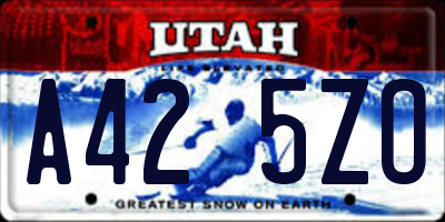 UT license plate A425ZO