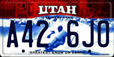 UT license plate A426JO