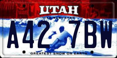 UT license plate A427BW