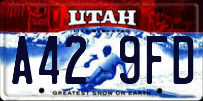 UT license plate A429FD
