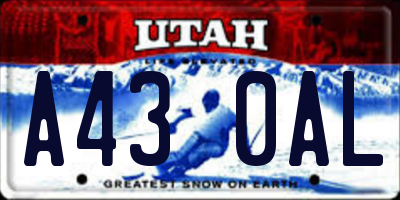 UT license plate A430AL
