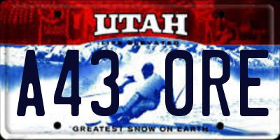 UT license plate A430RE