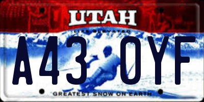 UT license plate A430YF